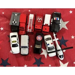 Mixed Lot Diecast 1/64 Police Fire Ambulance Rescue Hot Wheels Matchbox Maisto
